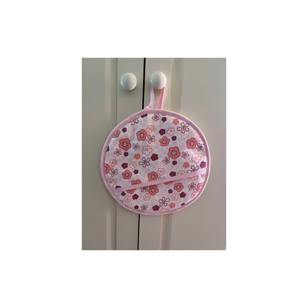 Manique ronde fleur rose Manique ronde fleur rose