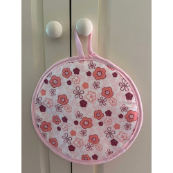 Manique ronde fleur rose