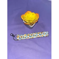 Porte-clés dragonne fleur orange