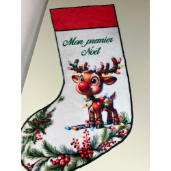 Chaussette de Noël " Mon premier Noël" renne